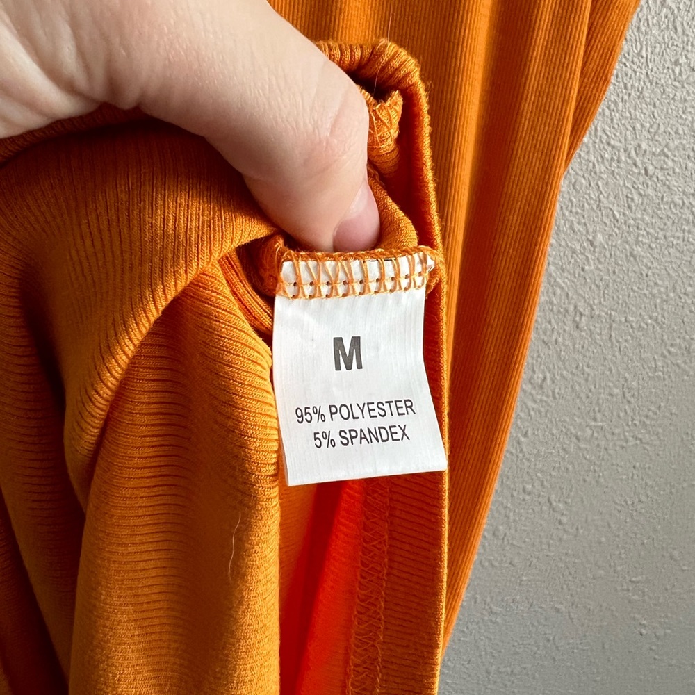 Orange Ribbed Mini Dress - Picture 6 of 6